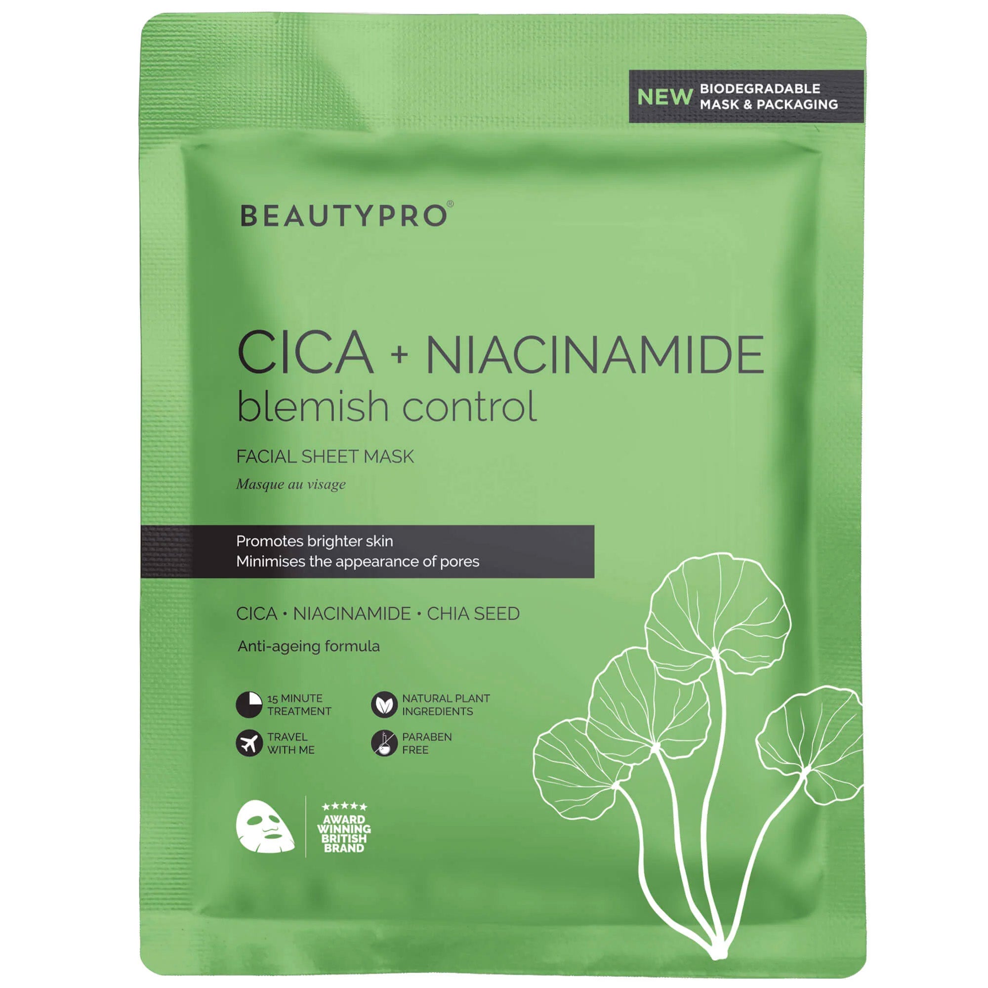 BEAUTYPRO Cica + Niacinamide Facial Sheet Mask