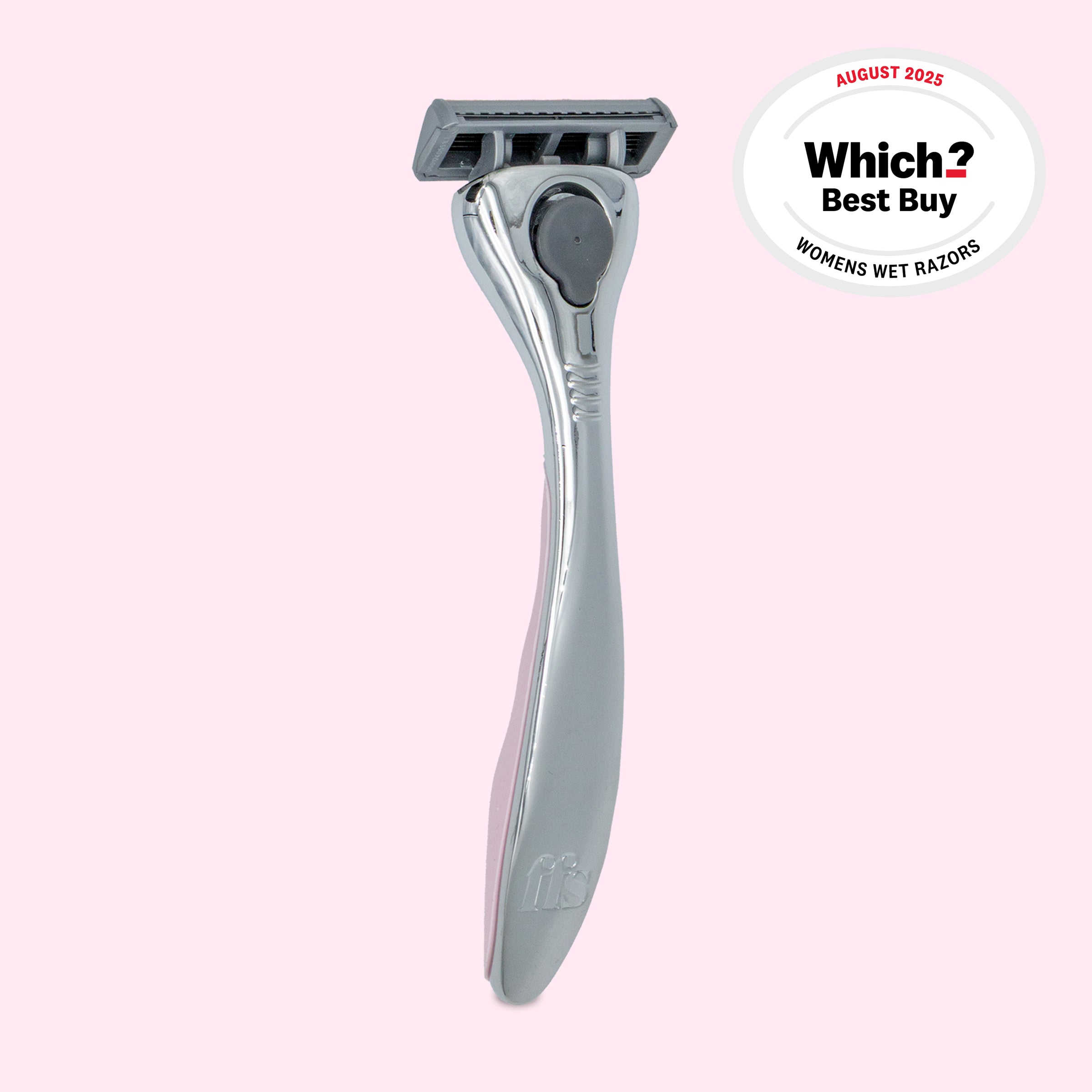 FFS Beauty Razor Kit in Blush โ polished silver chrome handle with a soft blush pink edge, Which? Best Buy August 2025 #Colour_Olive
