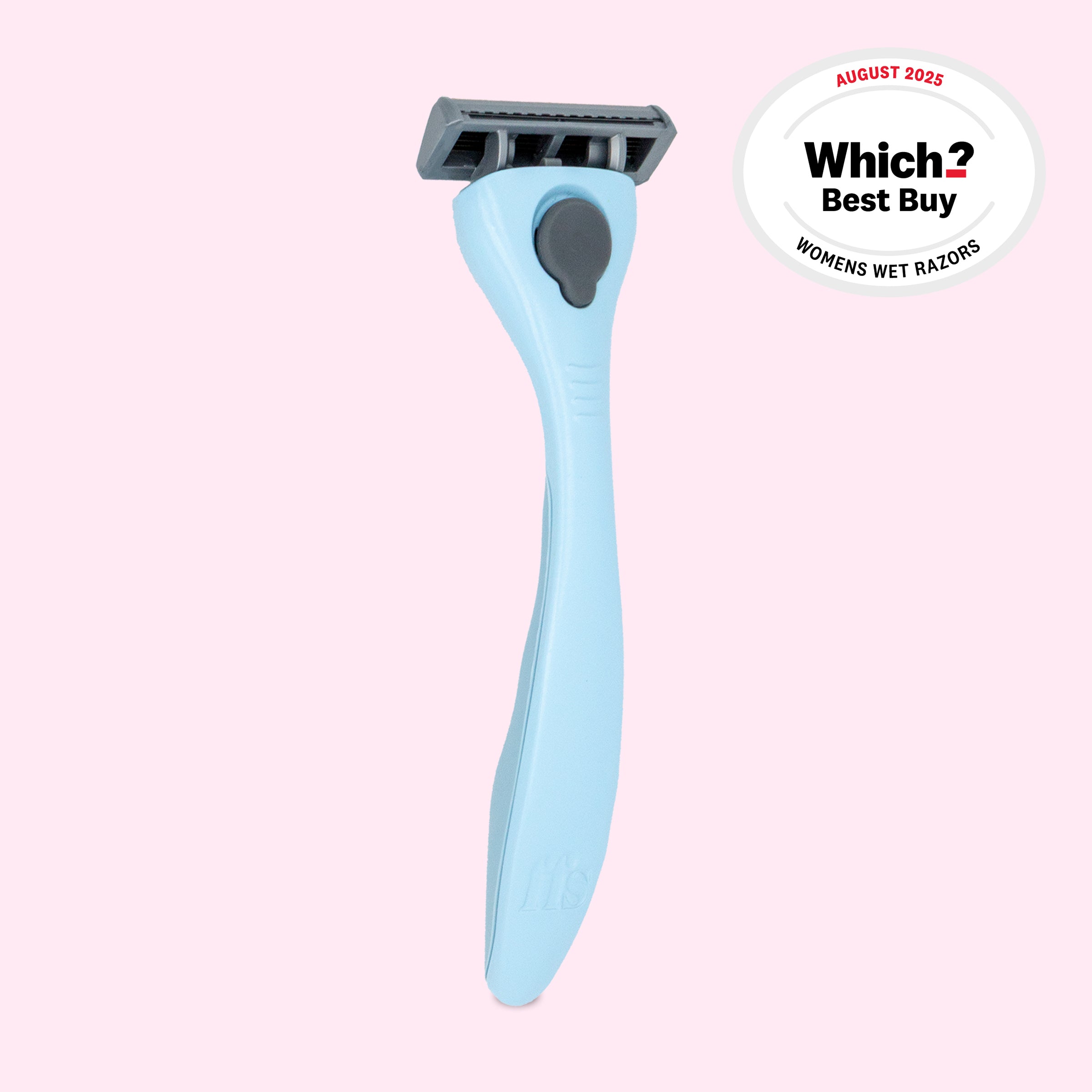 FFS Beauty Razor Kit in Bubblegum โ solid pale blue ergonomic handle with grey blade head, Which? Best Buy August 2025 #Colour_Bubblegum