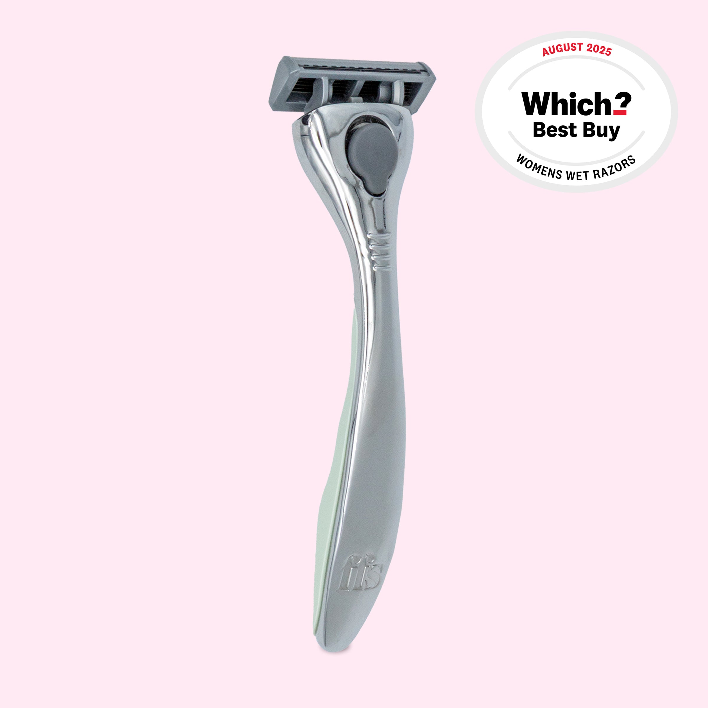 FFS Beauty Razor Kit in Olive โ polished silver chrome handle with a soft sage green tint, Which? Best Buy August 2025 #Colour_Olive